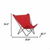 Homeroots 35.8 x 32.7 x 34.2 in. Garace Acier Steel Pop Up XL Lounge Chair, Red 373463